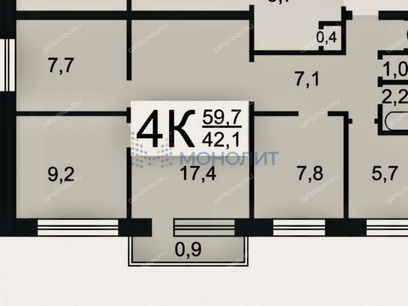 четырёхкомнатная квартира на улице Маршала Воронова дом 6