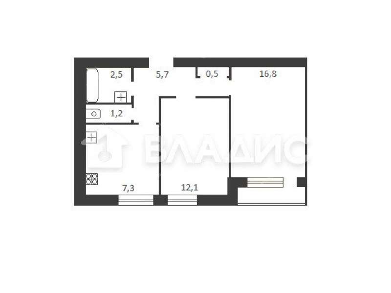 двухкомнатная квартира на улице Веденяпина дом 1В