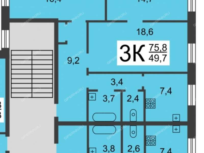 трёхкомнатная квартира на улице Ярошенко дом 1