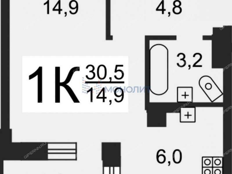 однокомнатная квартира на проспекте Гагарина дом 101 к3