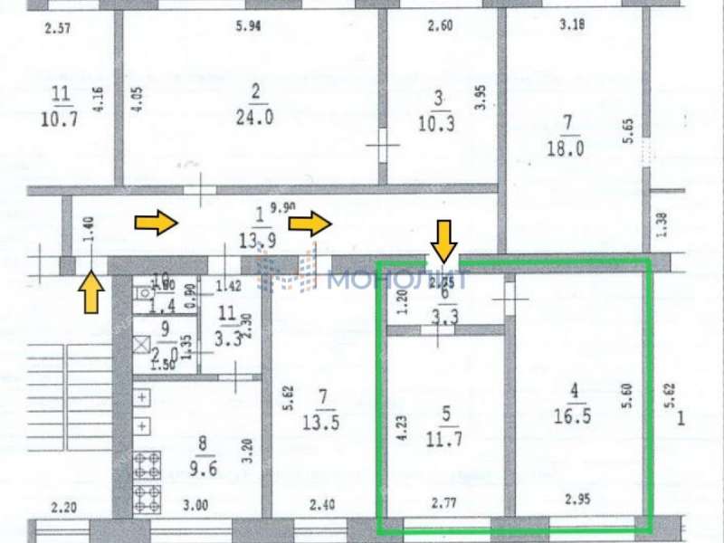 комната в доме 12А на улице Космонавта Комарова