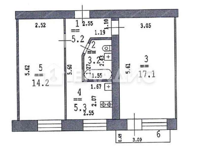 двухкомнатная квартира на Сергиевской улице дом 1