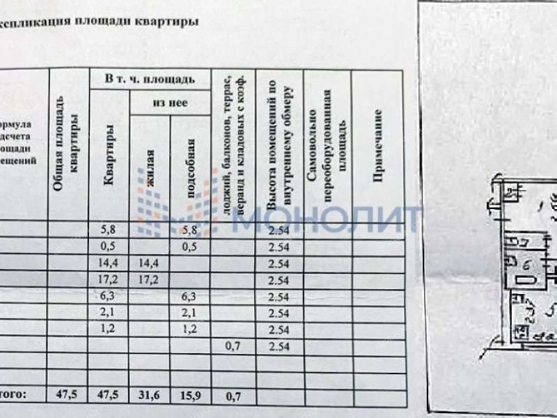 двухкомнатная квартира на улице Будённого дом 7 город Дзержинск