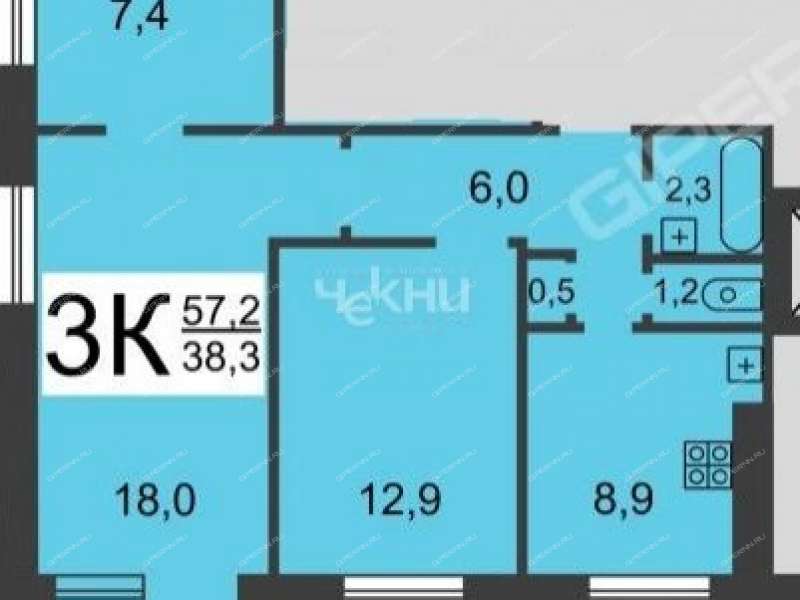 трёхкомнатная квартира на улице Дружаева дом 5