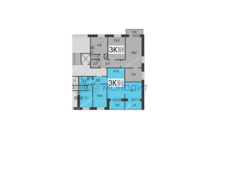 трёхкомнатная квартира на Подворной улице дом 1