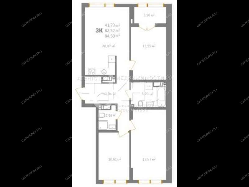 трёхкомнатная квартира в новостройке на Батумской улице