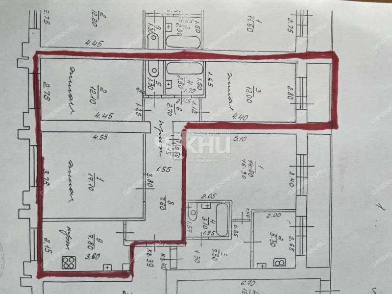 трёхкомнатная квартира на улице Звездинка дом 9  к1