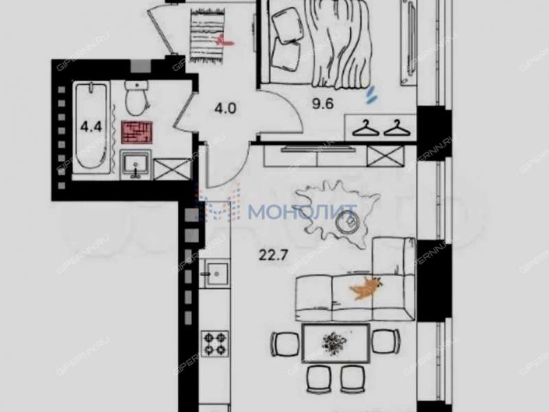 однокомнатная квартира на улице Новая жизнь дом 4 посёлок Культура