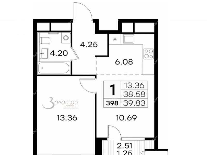 однокомнатная квартира в новостройке на улице Гаршина